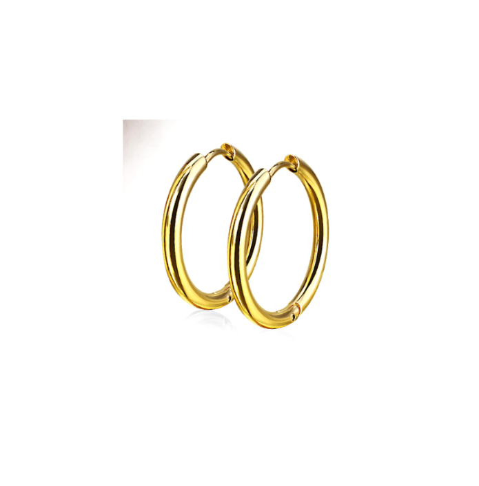 Children's Earrings:  Surgical Steel, Gold IP Hoops - 10mm