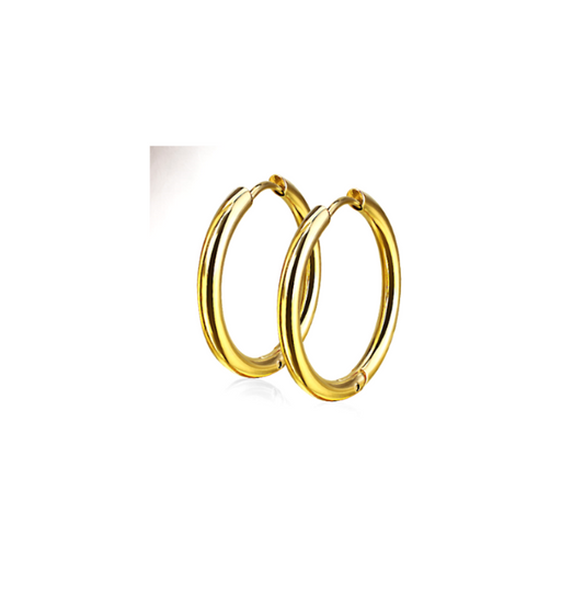 Children's Earrings:  Surgical Steel, Gold IP Hoops - 12mm