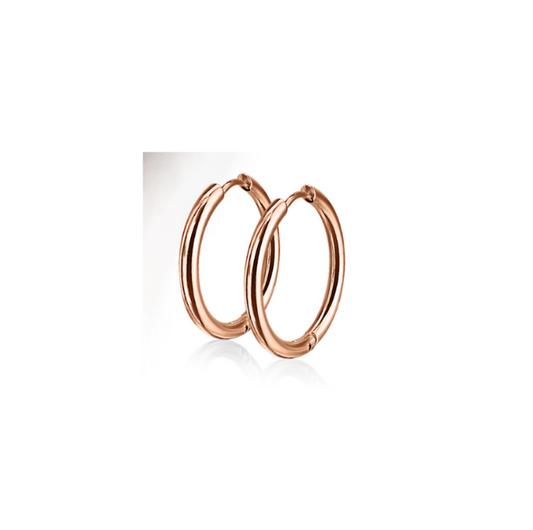 Children's Earrings:  Surgical Steel, Rose Gold IP Hoops - 10mm