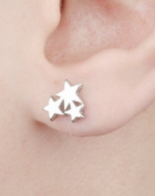 Children's and Teens'Earrings:  Titanium Triple Stars with Easy Grip Screw Backs