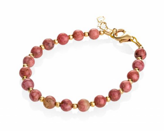 Children's Bracelets:  Rhodonite and Gold Filled Bead Bracelets Medium (3 - 7 years)