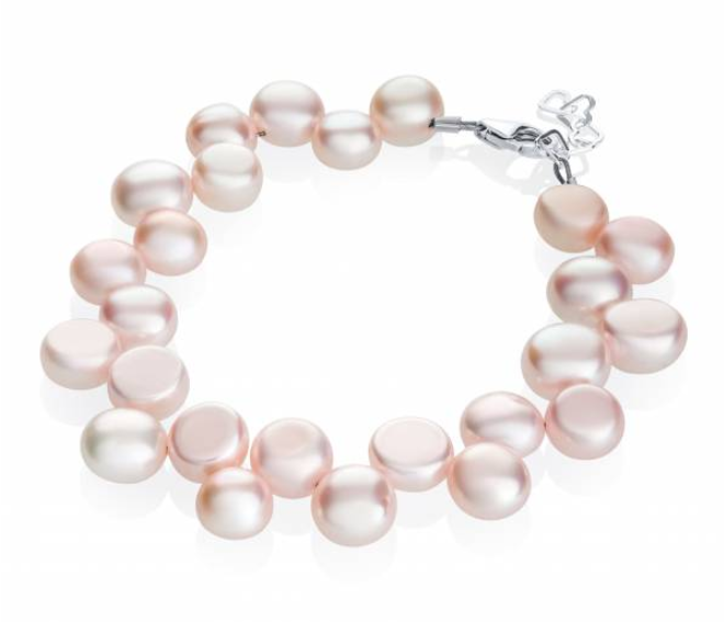 Children's Bracelets:  Sterling Silver, Pink Freshwater Coin Pearls, bracelet for Girls 6 - 10 (Large) with Gift Box