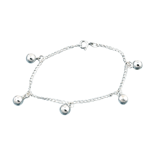Baby Anklets:  Sterling Silver Premium Five Ball Anklet with Gift Box