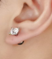 Mothers' and Teens' Earrings:  Titanium 7mm Clear AAA CZ with Easy Grip Screw Backs