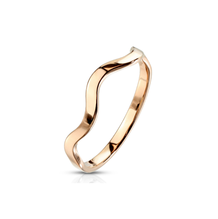 Children's and Teens' Rings:  Surgical Steel, Rose Gold IP Wave Ring Size 7