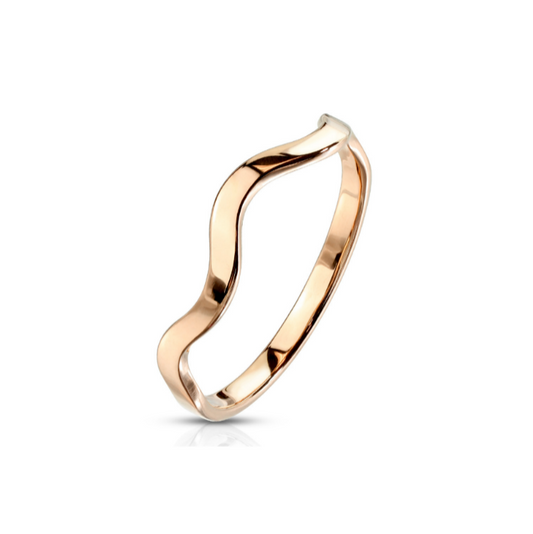 Children's and Teens' Rings:  Surgical Steel, Rose Gold IP Wave Ring Size 7