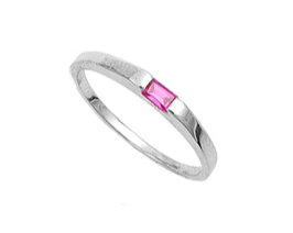 Children's Rings:  Sterling Silver Ruby CZ Low Profile Rings Size 4