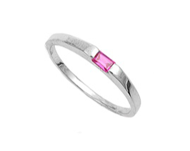 Children's Rings:  Sterling Silver Ruby CZ Low Profile Rings Size 3