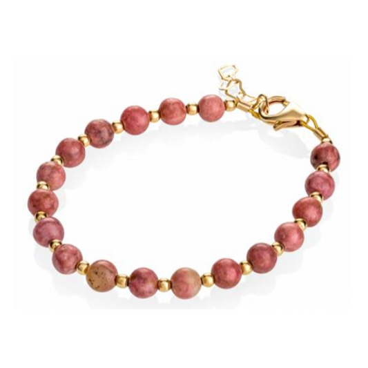 Children's Bracelets:  Gold Filled, over Sterling Silver, Rhodonite Bracelets Large (7 - 12 years)