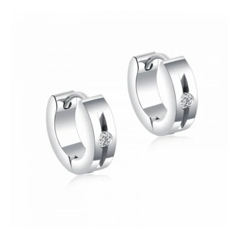 Children's, Teens' and Mothers' Earrings:  Set of 2 Pairs of Titanium Huggies with CZ