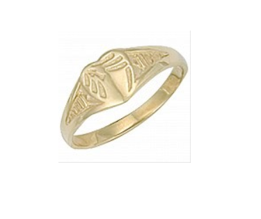 Children's Rings:  9k Gold Engraved Heart Ring Size F
