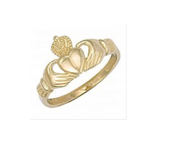 Children's Rings:  9k Gold Claddagh Ring Size E