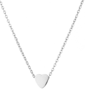 Children's, Teens' and Mothers' Necklace:  Polished, Surgical Steel, Minimalist Heart Necklace