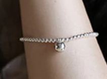 Children's Bracelets:  Sterling Silver Ball Bracelet 16cm, with Ball Charm and Gift Box