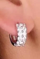 Children's Earrings:  Sterling Silver Double Row Clear CZ Huggies