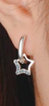 Children's, Teens' and Mothers' Earrings:  Sterling Silver Hoops with Floating CZ Stars