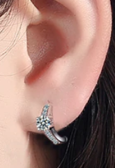 Children's, Teens' and Mothers' Earrings:  Sterling Silver Huggies Solitaire CZ