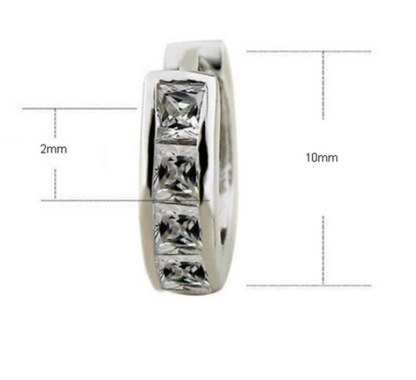 Children's and Teens' Earrings:  Sterling Silver Huggies with Square CZ