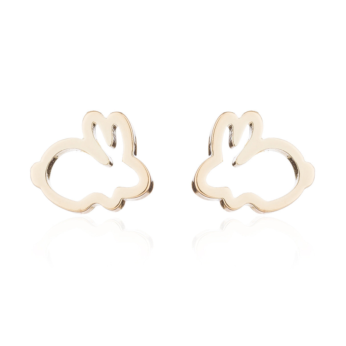 Baby and Children's Earrings:  Surgical Steel, Rose Gold IP, Open Bunny Rabbits