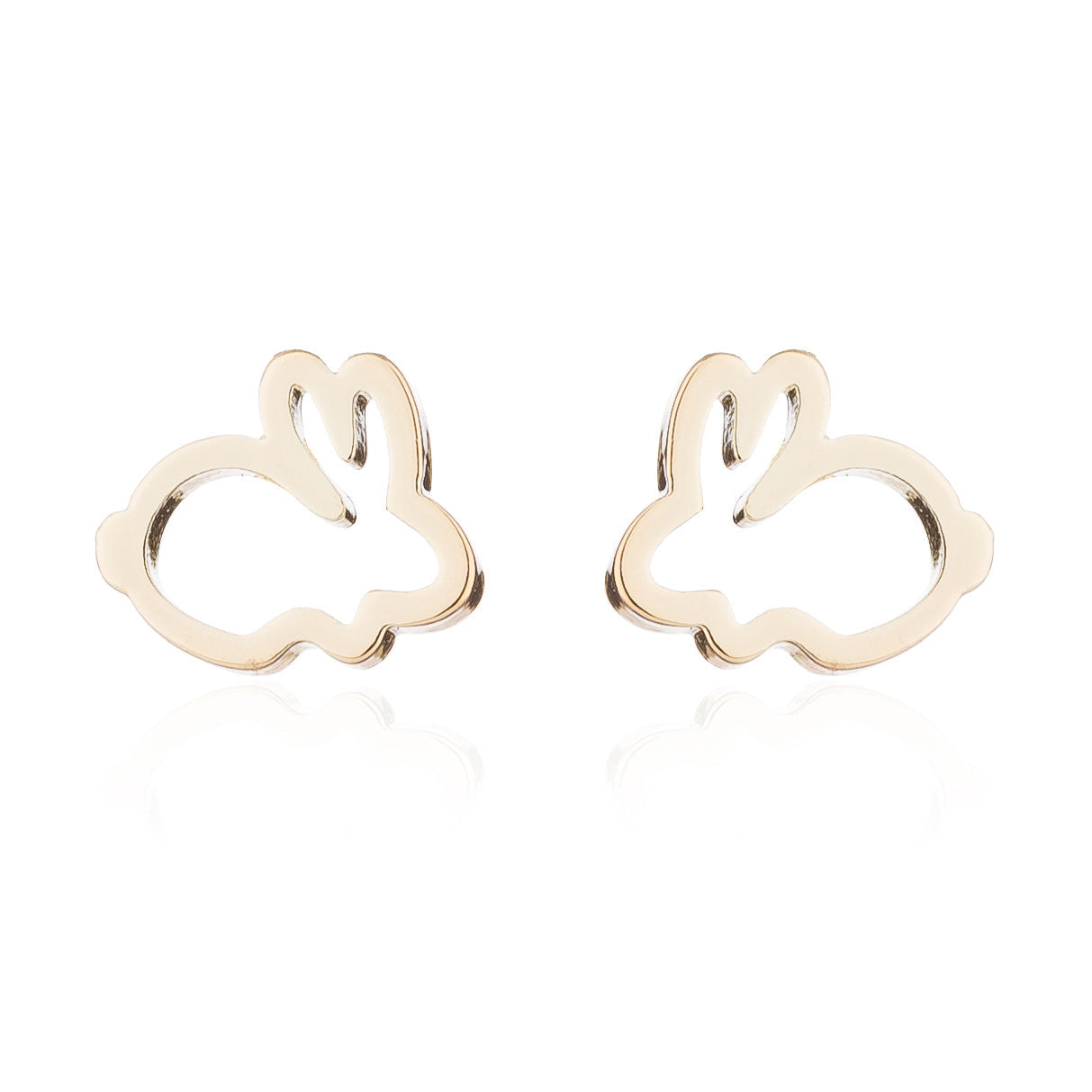 Baby and Children's Earrings:  Surgical Steel, Rose Gold IP, Open Bunny Rabbits