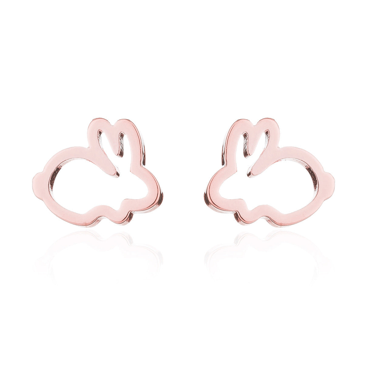 Baby and Children's Earrings:  Surgical Steel, Gold IP Open Bunny Rabbits