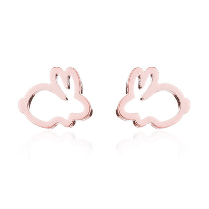 Baby and Children's Earrings:  Surgical Steel, Gold IP Open Bunny Rabbits