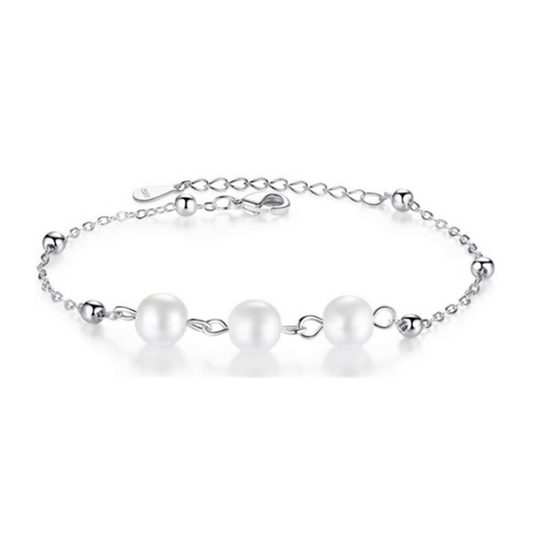 Children's, Teens' and Mothers' Bracelets:  Sterling Silver, Ball and Pearl Bracelets with Gift Box