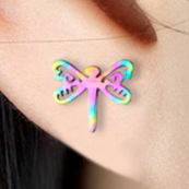 Children's and Teens' Earrings:  Surgical Steel, Gold IP Dragonfly Earrings Age 8 - Adult