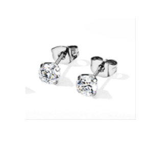 Children's Earrings:  Titanium AAA 4mm CZ Studs TITANIUM 6AL-4V-ELI ASTM F-136