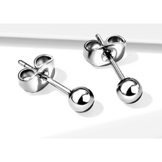 Children's Earrings:  Titanium 4mm Ball Studs ( TITANIUM 6AL-4VELI ASTM F-136)