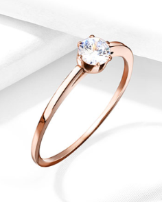 Children's Rings:  Surgical Steel with Rose Gold IP, and AAA CZ - Size 6