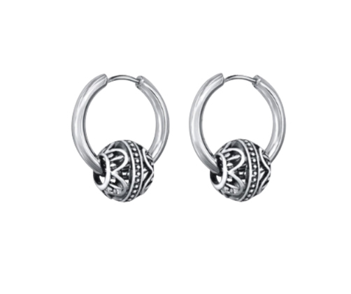 Teens' and Mothers' Earrings:  Surgical Steel Polished Hoops with Punk Style Floating Ball