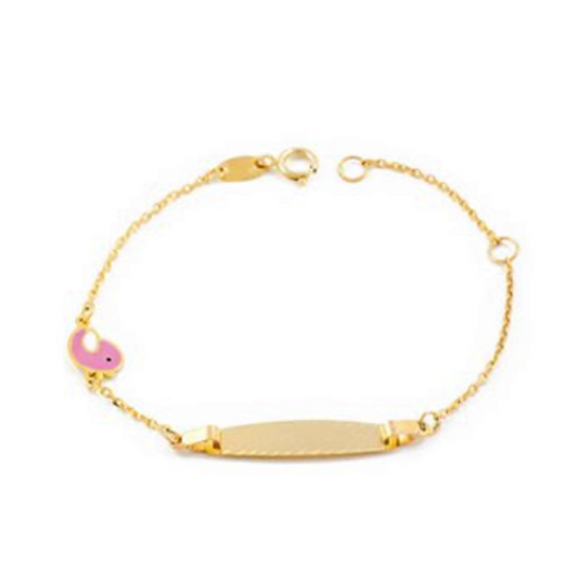 Baby Bracelets:  9k gold Engravable Baby Bracelets with Baby Bird and Gift Box - 0 - 2