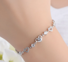 Children's, Teens' and Mothers'  Bracelets:  Sterling Silver, Clear CZ, Double Strand Bracelets Age 6 - Adult
