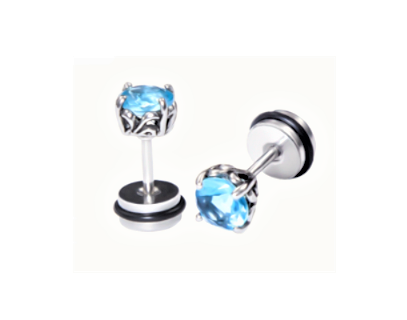 Teens' and Mothers' Earrings:  Surgical Steel, Oxidised Blue CZ Studs with Easy Grip Screw Backs