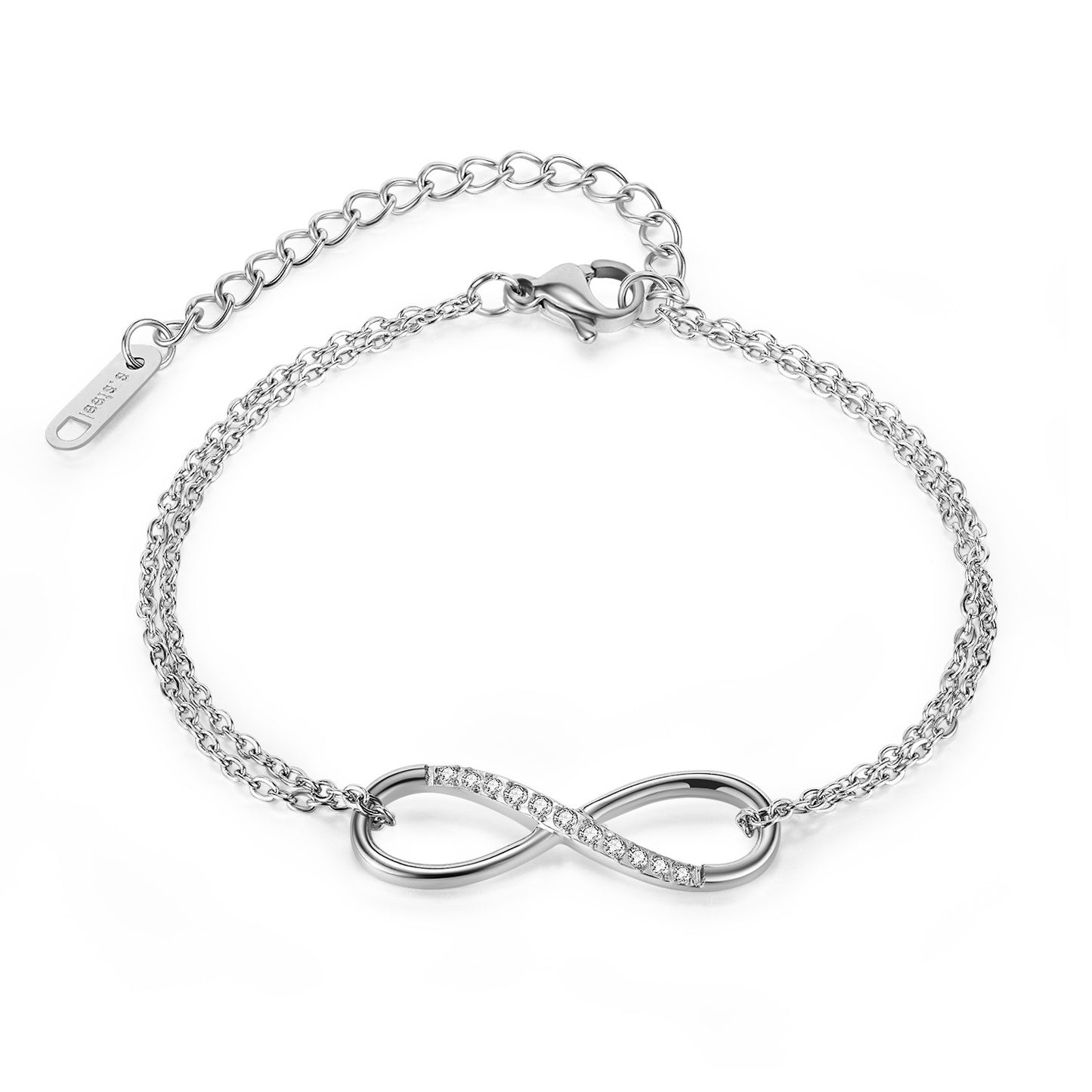 Children's Bracelets:  Surgical Steel, Double Strand, Infinity with CZ Bracelets