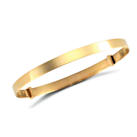 Children's Bangles:  9k Gold 4.5mm Wide, Generous Expansion Bangle with Gift Box Age 4 - 10