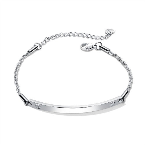 Children's and Teens' Bracelets:  Surgical Steel Engravable ID Bracelets with CZ with Gift Box