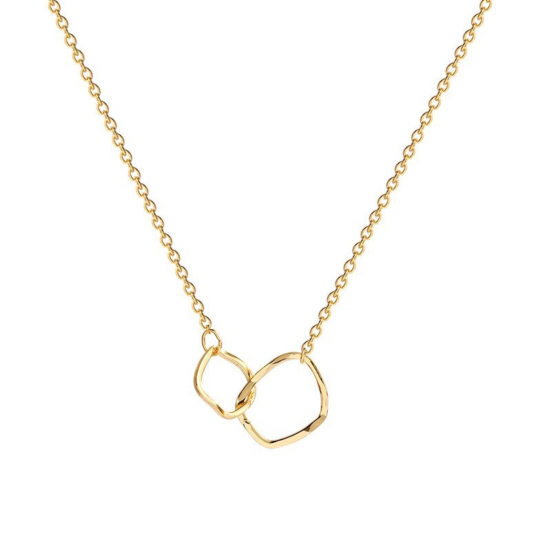 Children's or Mother/Daughter Necklaces:  Titanium Gold IP Irregular Circle Necklaces with Gift Box