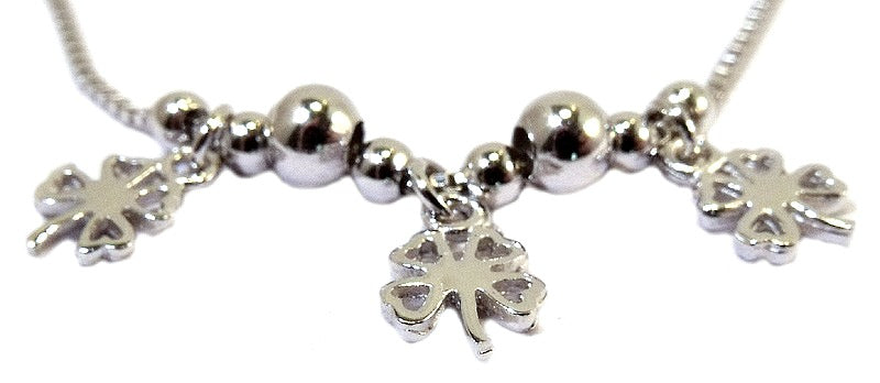 Children's and Teens' Anklets:  Sterling Silver Lucky Clover Anklet
