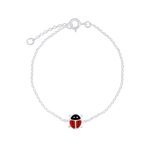 Baby Anklet/Children's Bracelet:  Sterling Silver Ladybug Anklet/Bracelet 14cm + 2cm Extension