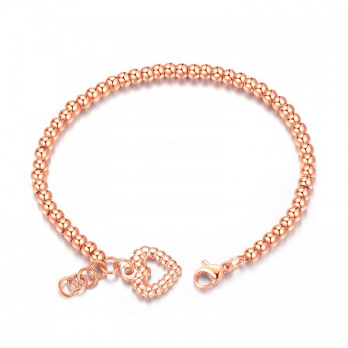 Children's, Teens' and Mothers' Bracelets:  Titanium with Rose Gold IP Ball Bracelets with Heart and Gift Box