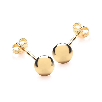 Gold ball stud earrings - 14k solid gold with 5mm push backs, perfect for everyday wear.