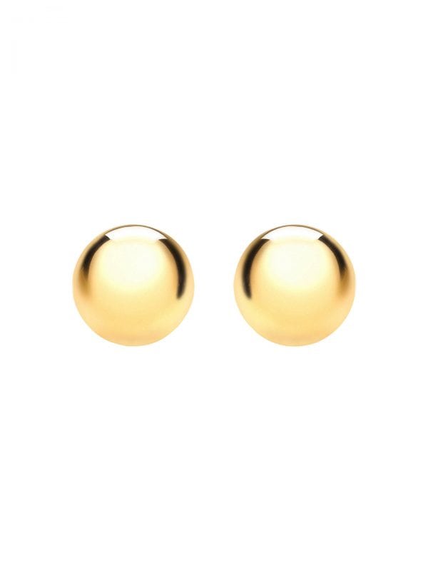 Children's Earrings:  14k Yellow Gold Ball Studs 5mm with Push Backs with Gift Box Age 8 - Adult
