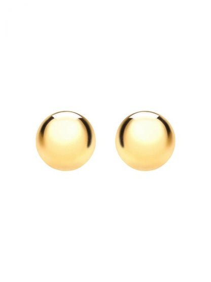 Gold ball stud earrings in 14k solid gold with 5mm ball studs and polished finish.