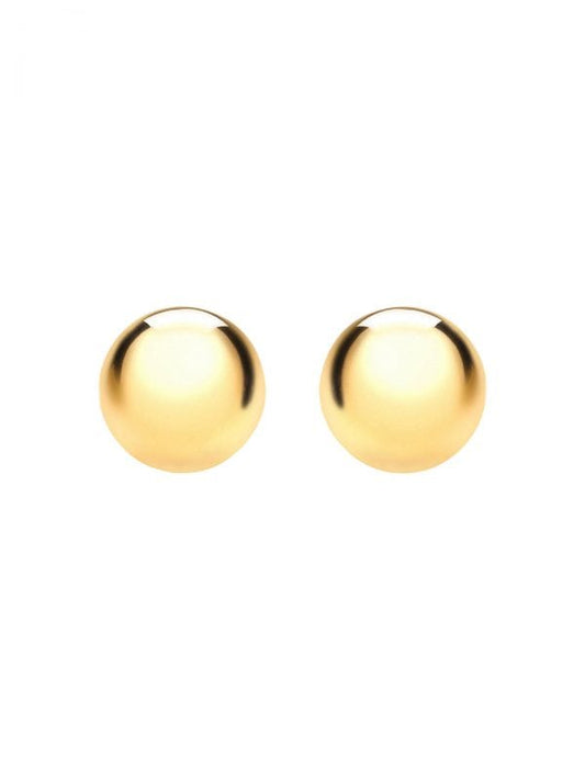 Gold ball stud earrings in 14k solid gold with 5mm ball studs and polished finish.