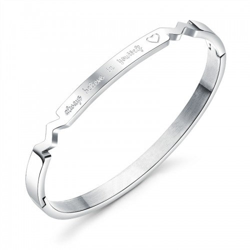 Children's, Teens' and Mothers Bangles:  Titanium Hinged Message Bangle with Gift Box