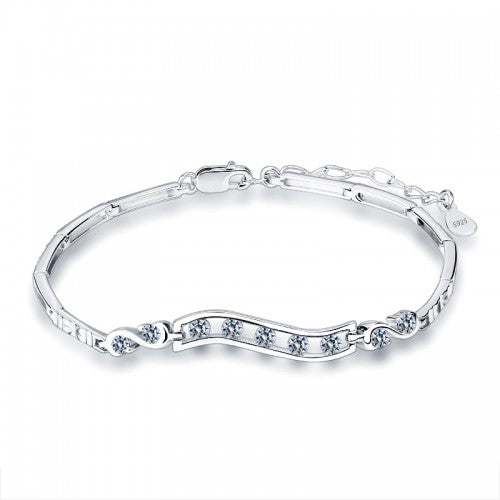 Children's and Teens' Bracelets:  Sterling Silver, White CZ Bangle Bracelets - Our Monthly Special.