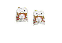 Children's Earrings:  Sterling Silver Brown Owl Earrings