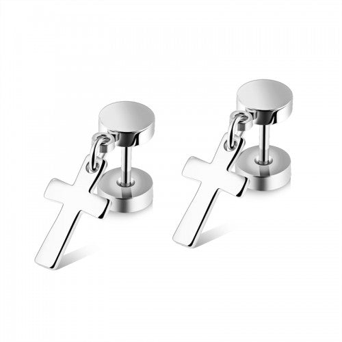 Children's and Teens' Earrings:  Titanium Cross Earrings with Easy Grip Screw Backs